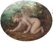 William Etty A putto collecting flowers Spain oil painting artist